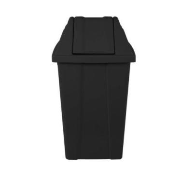 Imagem de Lixeira 60L quadrada preta com tampa basculante para coleta seletiva, 