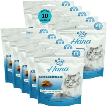 Imagem de Kit 10 Snacks Hana Healthy Life Dental Care Para Gatos Adultos 60g