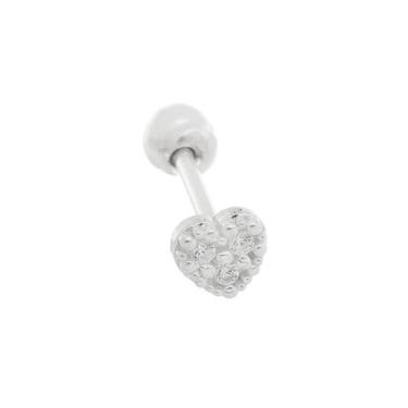 Imagem de Piercing Tragus Reto 8mm Prata 925 Coração - MPJoias, Transparente