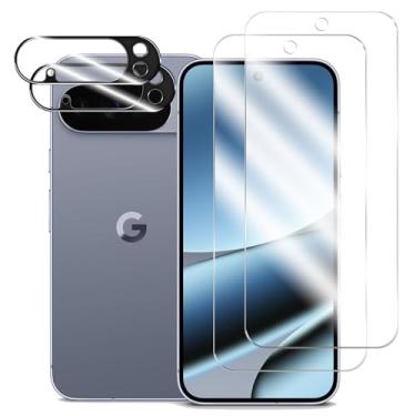 Imagem de BIGFACE Protetor de tela de vidro temperado para Pixel 10 Pro XL + protetor de lente da câmera [2 + 2 unidades] [desbloqueio de impressões digitais] [antiarranhões] [compatível com capas] película