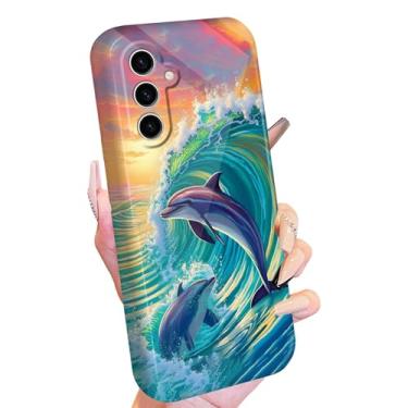Imagem de GFRGTFHYT Capa de celular para Samsung Galaxy A16 5G para meninas e mulheres, design de golfinho, fina, leve, robusta, rígida, PC, carregamento sem fio, à prova de impacto, capa protetora para Samsung