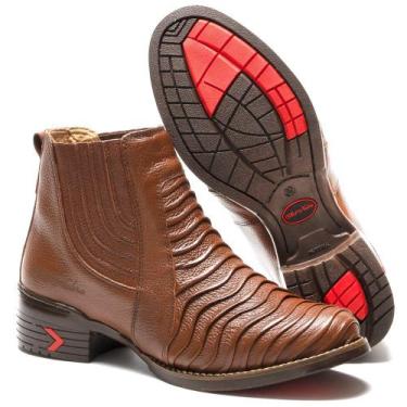 Imagem de Botina Masculina Estampa Tatu Art Nobre Couro - 2025 Pinhão, 43, Marro