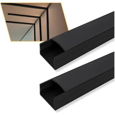 Imagem de Perfil De Led Sobrepor 30x10mm All Black Difusor Fumê 2m Preto
