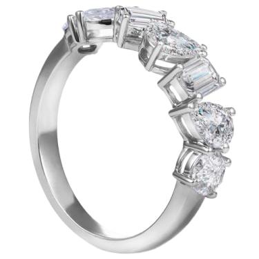 Imagem de fook doll 0,7 quilate/1,4 quilate/2,1 quilates (ctw) ouro branco maciço 14 quilates / ouro amarelo / ouro rosa diamante cultivado em laboratório sete pedras eternidade aniversário de casamento anel