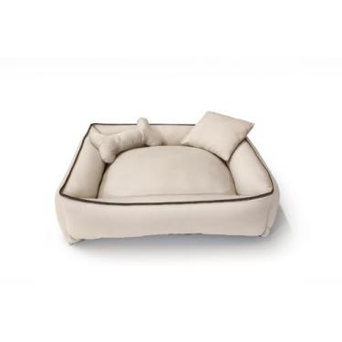 Imagem de Cama Pet Média Cama para Cachorro Lavável 60x60 Para Animais até 15KG(Creme Víes Marrom)