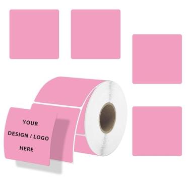 Imagem de DNYMJBO 2 etiquetas térmicas quadradas de 5 cm, adesivos térmicos com linha de perfuração, adesivos autoadesivos à prova d'água personalizados para pequenas empresas, design de logotipo, 500 etiquetas