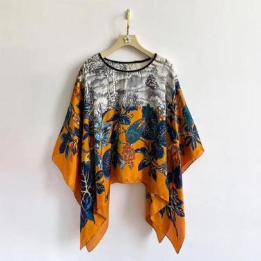 Imagem de Pashmina De Seda Feminina De 110cm, Estampa De Moda De Verão, Protetor