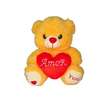 Imagem de Pelucia Urso Na Sacolinha Com Coração Amor Bege