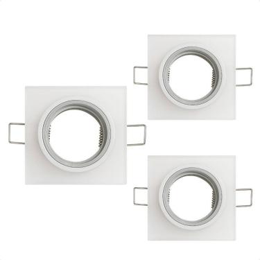 Imagem de Kit 3 Spot Taschibra Quadrado Embutir Vidro Jateado Sp23 Mr1