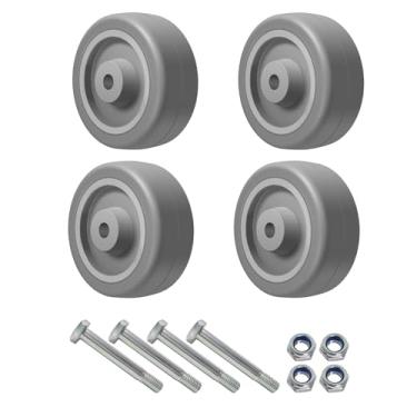 Imagem de NINOSO Rodas giratórias de 7 cm, rodas de borracha sem marcação de eixo de 0,9 cm para móveis de carrinho, conjunto de 4 rodas industriais com capacidade de 453 kg (4 rodas)
