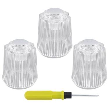 Imagem de Wealrit Puxador de chuveiro de substituição de 3 peças de acrílico para torneira de banheira e torneiras de chuveiro de cristal universal para torneiras de banheira e pia, quente, frio, externo