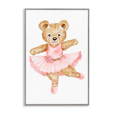 Imagem de Stupell Industries Urso de pelúcia bailarina preto emoldurado, arte giclée, design por Amy Hall, 45,7 x 30,5 cm