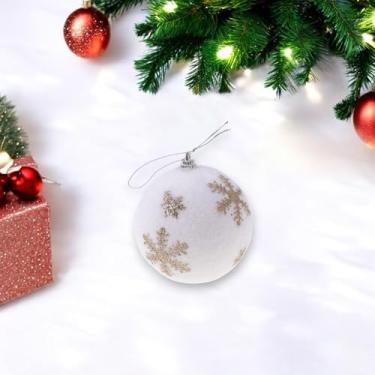 Imagem de Generic 1 peça de enfeites de bolas de Natal redondas de linho branco bola de neve floco de neve B espuma branca 8 cm