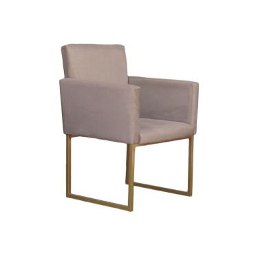Imagem de Poltrona Klara Para Sala E Recepção Base Dourada Suede Bege