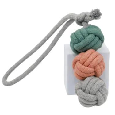 Imagem de Chowabunga Brinquedo de bola de corda para cães, colheres de sorvete, bola de corda de algodão ecológico para cães com alça de laço de brinquedo - Corantes naturais e não tóxicos, brinquedo para cães
