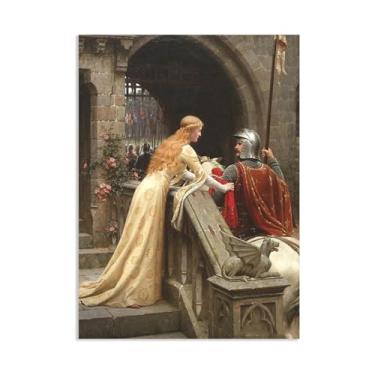 Imagem de Edmund Leighton impressão em tela God Speed por reproduções de pinturas famosas Edmund Leighton pôster arte de parede para sala de estar quarto decoração de parede 100 x 70 cm (83.8x71.1 cm) sem