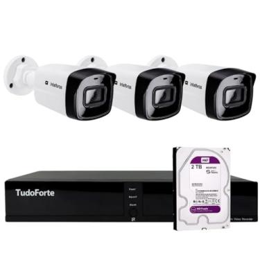 Imagem de Kit 3 Câmeras Intelbras VIPC 1230 B G2 IP Bullet Full HD IP67 Visão Noturna 30m + DVR Tudo Forte TFHDX 3304 4 Canais + HD 2TB Purple