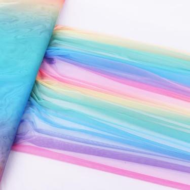 Imagem de SAYUAN 162,6 cm por 8 jardas tecido de tule arco-íris malha de tule para saia tutu arco-íris saia de mesa faça você mesmo artesanato casamento festa de aniversário decoração de chá de bebê