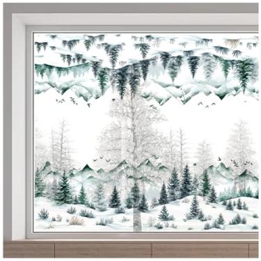 Imagem de GORGECRAFT Decalques grandes de janela de árvore de inverno de 38 x 128 cm, adesivos de PVC não adesivos, anticolisão, adesivos estáticos para decoração de espelho de vidro para casa, escritório
