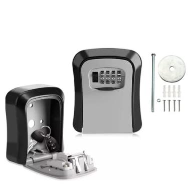 Imagem de Mini Caixa de Segurança com Senha para Chaves e Cartões, Cofre Portátil, Uso Interno/Externo, à Prova d'Água e Resistente a Impactos (Cinza)