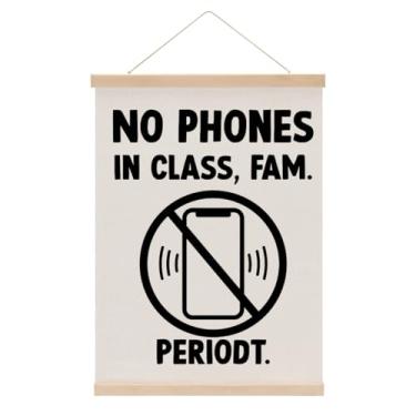 Imagem de Pôster de arte de parede com regras de sala de aula engraçado, sem telefones na sala de aula, cabide para pendurar em casa, quarto, sala de aula, placa de porta