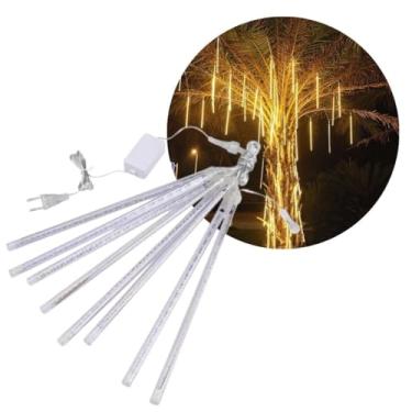 Imagem de Cordão Chuva de Meteoro 8 Tubos 48cm 240 Leds Branco Quente 2 Metros - Wincy Natal