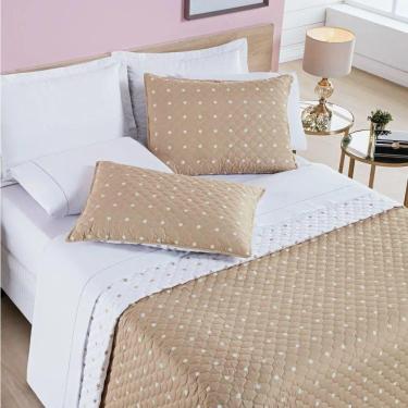 Imagem de Cobre Leito Solteiro Petit Poa Micropercal 200 Fios Dupla Face 2 Peças - Caqui