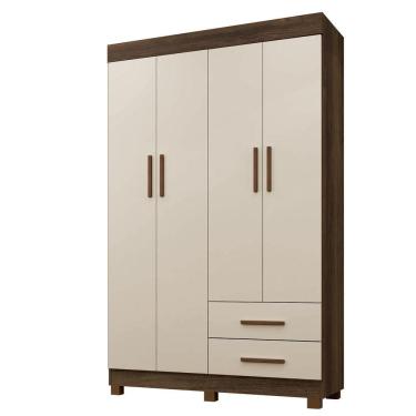 Imagem de Guarda Roupa Leblon 4 Portas 2 Gavetas 5 Prateleiras - Benet Imbuia Off