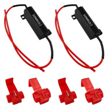 Imagem de Tuxihapp Resistores de carga de 50W 6ohm, resistor de caixa de alumínio com clipes de fio rápidos, resistor de substituição automotivo universal para lâmpada de LED fixa, hiperflash, pisca-pisca