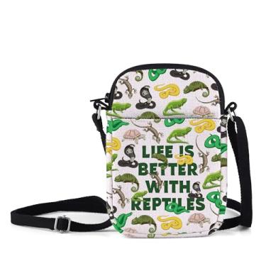 Imagem de MNIGIU Bolsa tiracolo para presente para amantes de répteis Life is Better with Reptiles Theme Gift Reptile Pet Carrier Shoulder Bag