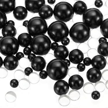 Imagem de 150 peças de contas flutuantes, 8/14/20 mm contas de vaso centros de mesa flutuante pérola sem furo e 8000 peças de contas de gel de água transparente para decoração de vaso, preto