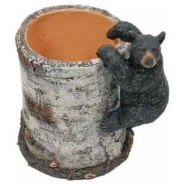 Imagem de UGKIamous Porta-lápis para caneta de urso preto escalando um bétula - lindo suporte de pincéis de maquiagem, armazenamento de copos, organizador de artigos de papelaria para mesa de escritório