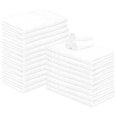 Imagem de Cinara Bed & Bath Toalhas de mão premium 100% algodão – macias, de secagem rápida e altamente absorvente – 40 x 70 cm, pacote com 24 – ideal para banheiro, salão, academia, spa e uso diário – branco