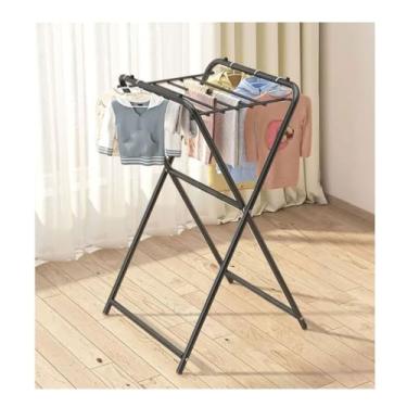Imagem de Hhsdyl Estendal de Roupa, Varal Dobrável para Secagem de Roupa, Poupa-Espaço, Secador de Roupa Instantâneo para Pendurar Roupa no Interior e Exterior, Varal Portátil de Metal,Black,A