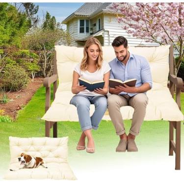 Imagem de Almofadas de balanço à prova d'água para ambientes externos - Capas de assento de pátio resistentes a UV para jardim/deck/varanda, substituição durável para balanços de banco e cadeira (bege, 119 x