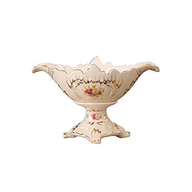 Imagem de 3FLQOOPP Bandejas de cerâmica para fruteiras, travessas de frutas criativas, suportes de bolo para decoração de mesa de centro para sala de estar