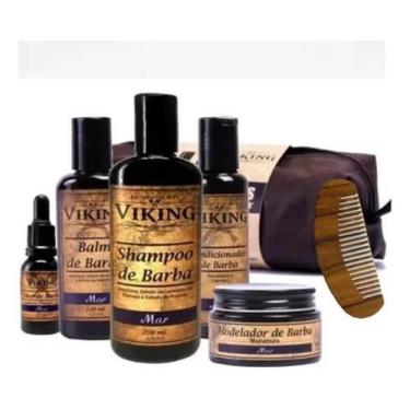 Imagem de Kit Completo Para Barba + Pente Madeira - Linha Mar - Viking - Viking.