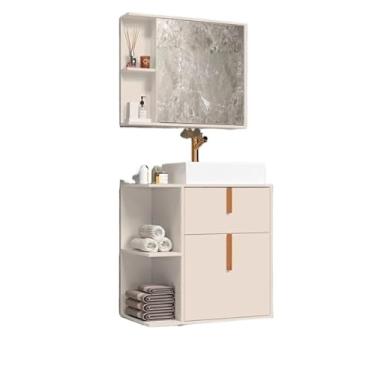 Imagem de Kit Armário Organizador Gabinete P/Banheiro Com Espelheira E Star 2 Portas(Argos Off White)