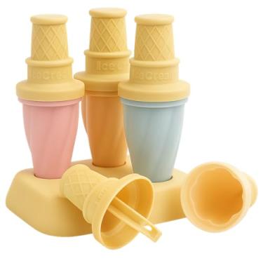 Imagem de Forma Forminha de Plástico Para 4 Picolés em Formato de Sorvete Com Casquinha Para Picolé Caseiro, Molde Livre de BPA, Premium, Felix Magazine