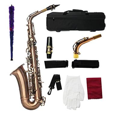 Imagem de Kit de saxofone profissional, saxofone alto, cobre, vermelho, antigo, saxofone alto, latão, saxofone para iniciantes