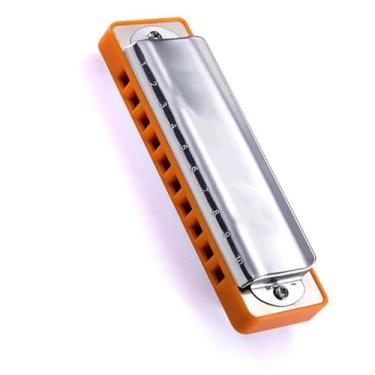 Imagem de Gaita profissional para jogar gaita diatônica requintada e elegante laranja 10 furos Blues Harpa adequada para iniciantes (cor: A)