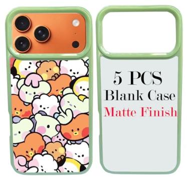 Imagem de JUSTRY 5 conjuntos de capas de telefone em branco de sublimação para iPhone 17 Pro, 2 em 1 2D DIY TPU capa móvel em branco capa de borracha macia + inserções foscas, fácil de sublimar personalizado