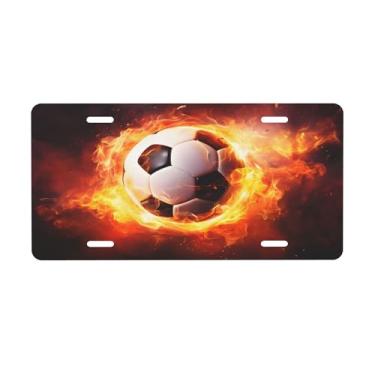 Imagem de Placa de identificação de fogo de futebol esportivo para frente do carro placas de carro alumínio metal adequado para caminhão placa de porta de carro bar café acessórios automotivos para homens