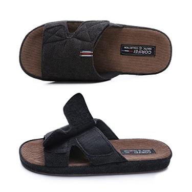 Imagem de CORIFEI Chinelos masculinos ajustáveis para casa com suporte de arco, slip-on cruzado marca aberta antiderrapante confortável para ambientes internos externos, Preto, 11