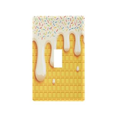 Imagem de Blueangle Capa para placa de parede para interruptor de luz - Tampa decorativa para interruptor de luz de cone de sorvete, placa de parede, tamanho 1 - gangue 4,53 x 2,76 polegadas (540)