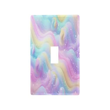Imagem de Blueangle Capa para placa de parede para interruptor de luz - Capa decorativa para interruptor de luz de redemoinho de sorvete arco-íris placa de parede, tamanho 1 - gangue 4,53 x 2,76 polegadas (580)