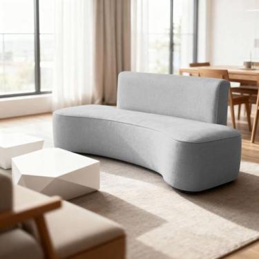 Imagem de Sofá Forma Orgânico 3 Lugares Recepção Sala Curvo Escritório Cor:Bege 