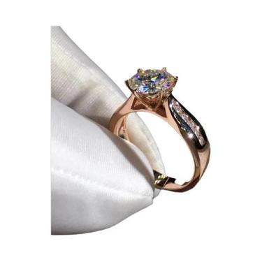 Imagem de Anel De Casamento Feminino De Luxo Em Prata/Ouro Rosé Com Zircônia Cúb