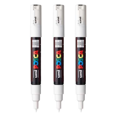 Imagem de posca Marcadores de tinta à base de água PC-1M, ponta extrafina (0,7 mm), branco, 3 unidades