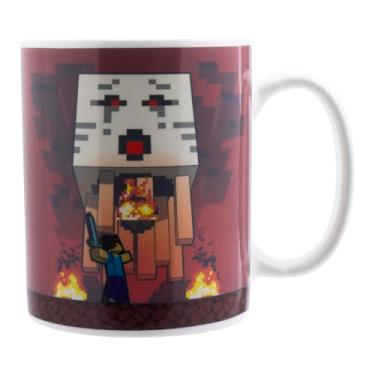 Imagem de Paladone Caneca de mudança de calor Minecraft Nether e Steve, copo de café de cerâmica oficialmente licenciado transforma-se com bebidas quentes, presente para jogos, mercadoria da cultura pop, 300 ml